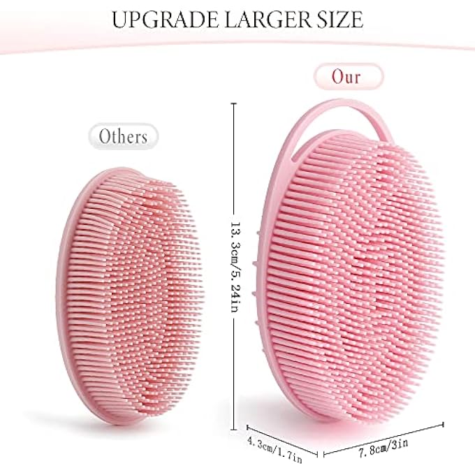 KQNBI Silicone Body Scrubber - 2 Pcs Exfoliating Shower Scrubber, 2 in 1 Body Scrub Brush & Scalp Massager for Men, Women & Kids - Image 5